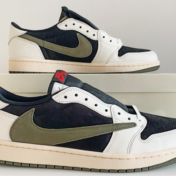 ❌SOLD🎁Jordan 1 Retro OG x Travis Scott Low Olive W. Fits Mens 12 - Picture 8 of 12